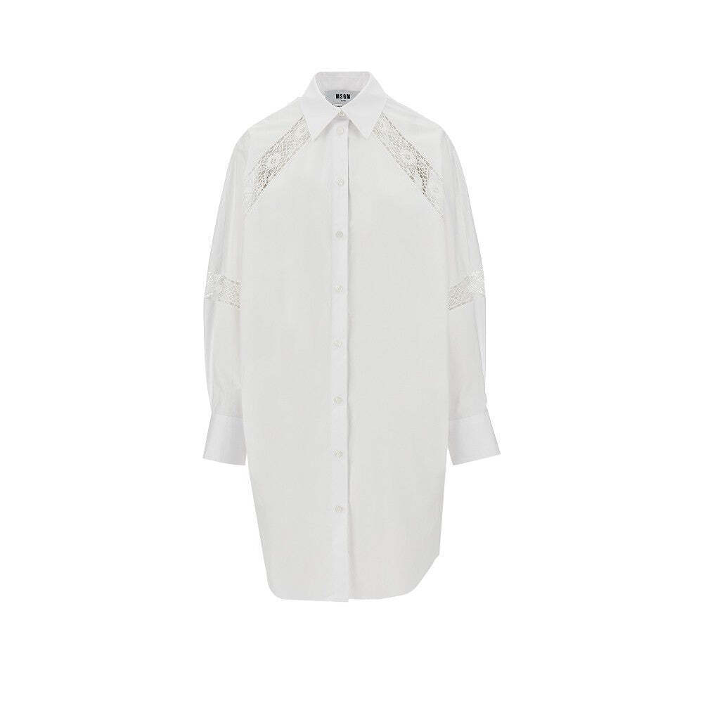 Msgm Shirt Dress With Lace Inserts